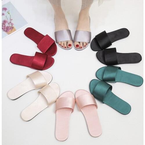 Satin Slippers 2021 Red Wedding Slippers Women Sandals Summer Shoes Woman Soft Bottom Bride Sandal Zapatos De Mujer