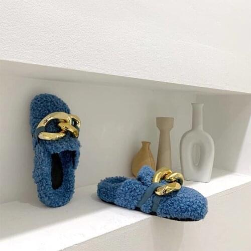 Flat Heel Chain Mules Unisex Round Toe Slippers Shoes Stylish Women Outdoor Slippers Casual blun Beach Shoes Slides women shose