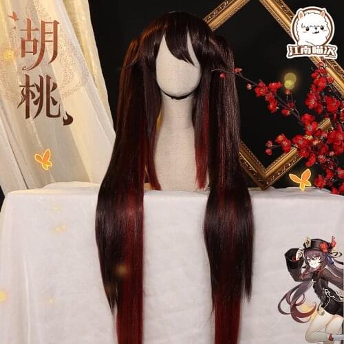 Stock Hot Game Genshin Impact Hutao Cosplay Wig Long Hair Accessories Prop Women Same Wig For Game Characters 2021 New