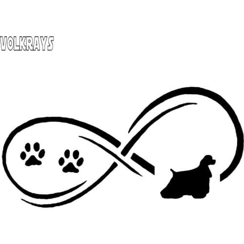Volkrays Personality Car Sticker Cocker Spaniel Dog Paw Print Accessories Reflective Sunscreen Vinyl Decal Black/Silver,7cm*16cm