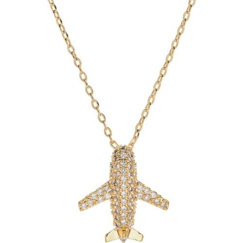 High quality fashion style micro inlaid zircon airplane small pendant women / Girls Wedding Party Jewelry Gift D-038