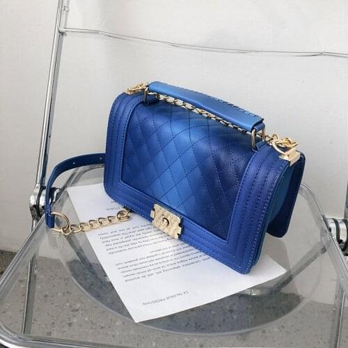 High-quality female bag small fragrant style rhombic embroidered thread chain bag gradient color women shoulder bag handbag