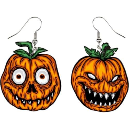 New Halloween Demon Earrings for Women Resin Pumpkin Drop Earring Trendy Jewelry Girl Accessories