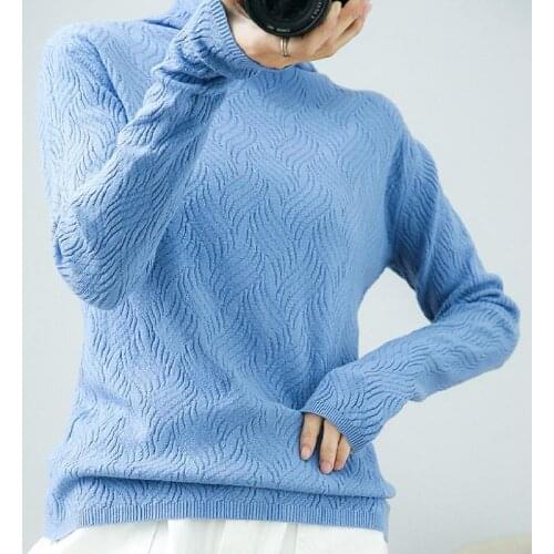 New Spring And Autumn High Quality Cashmere Wool Womens Sweater Pullover High Neck Twist Flower Slim And Soft