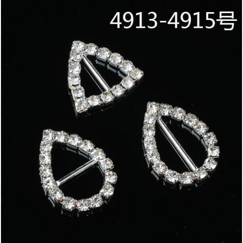 10pcs ribbon buckle triangle water drop silk buckle alloy fittings shoes clothing bag accessories with Rhinestone