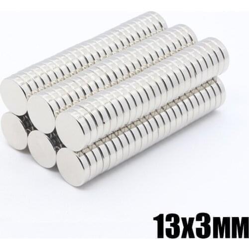 100pcs 13x3 mm Neodymium magnet Rare Earth small Strong Round permanent 13*3mm fridge Electromagnet NdFeB nickle magnetic DISC