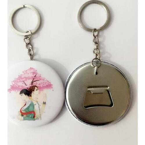 1000pcs/PKG 58mm Tinplate Bottle Opener Keychain Button Badge Beer Bottle Opener Keyring Key Holder Badge Parts Supplies