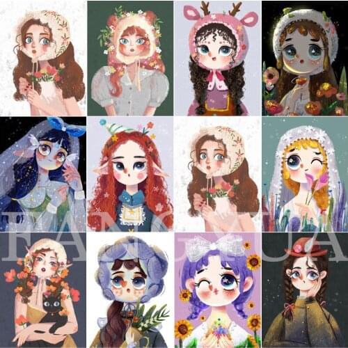 5D Diy Diamond Embroidery Cartoon Girls Full Square Round Diamond Painting Cross Stitch Rhinestone Mosaic Wall Art Decoration