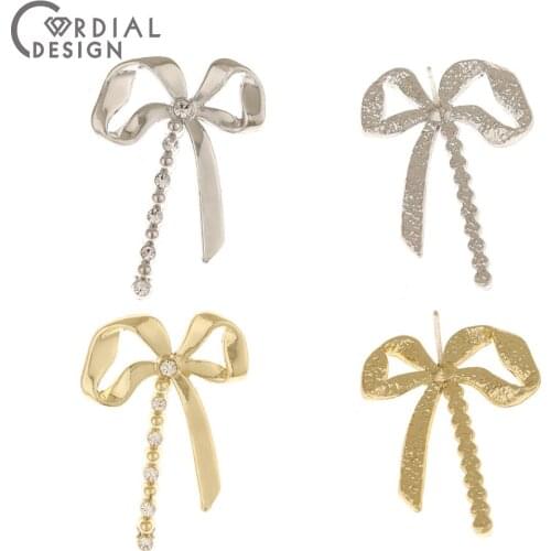 Cordial Design 50Pcs 22*33MM Jewelry Accessories/Earrings Stud/Bowknot Shape/Hand Made/Jewelry Findings & Components/DIY Making