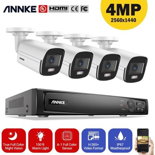 ANNKE 8CH 8MP Ultra HD PoE Network Video Security System H.265 Surveillance NVR 4x4MP HD IP67 Full Color POE Cameras NVR Kit