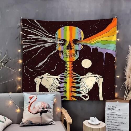 Black And White Skull Tapestry Wall Hanging Tapestryies For Home Deco Living Room Bedroom