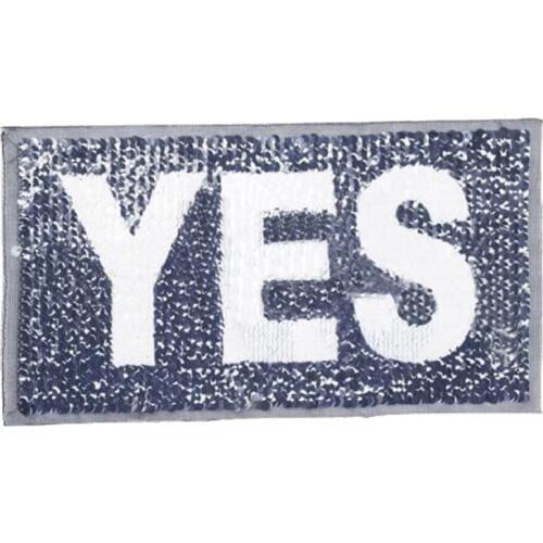 Reversible change color sequins Patches for clothing T shirt Women letters OFF-YES flip the double sided T-shirt Patch clothes