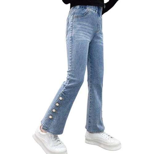 Big Girls Jeans Button Fly Jeans Kids Girl Spring Autumn Jeans Kids Casual Style Clothes For Girls 6 8 10 12 14