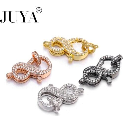 JUYA Wholesale 5 Pcs Hooks Connectors Jewelry Findings Accessories Cubic Zirconia Fasteners Lobster Clasps For Jewelry Making