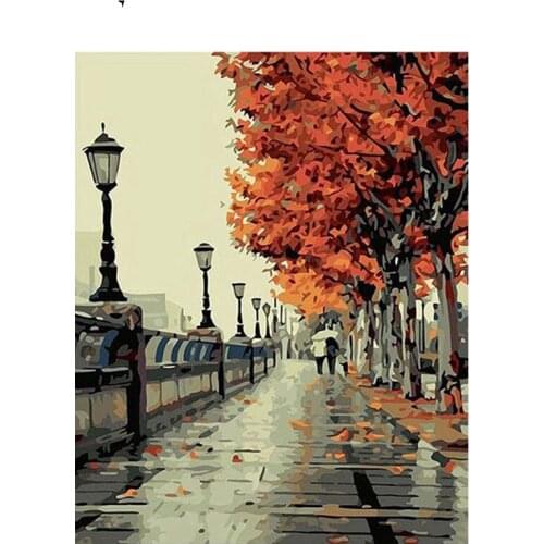 Autumn Street Paintings By Numbers DIY Pictures Oil Coloring By Numbers Set Gift Drawing By Numbers Canvas Decor New Arrivals