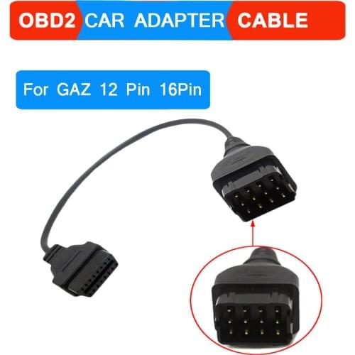 Converter Cable GAZ 12 Pin 12Pin Male to OBD DLC 16 Pin 16Pin Female OBD2 OBDII Car Diagnostic Tool Adapter