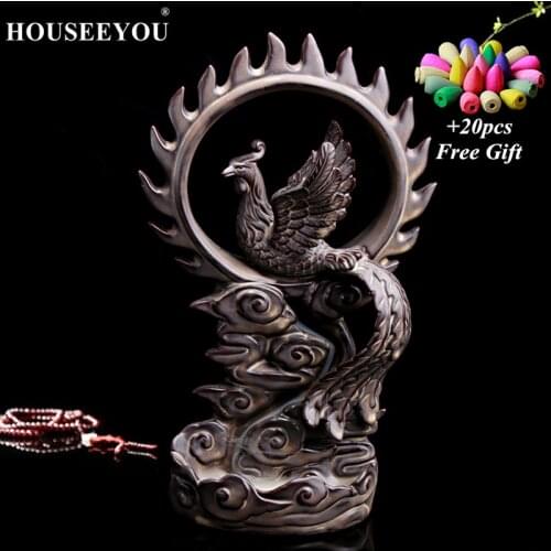 Backflow Incense Burner Creative Home Decor Ceramic Phoenix Incense Holder Aroma Smoke Censer for Living Room Office Teahouse