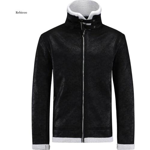 Mens Leather Jacket Coat Parka Fur Clothing Long Plush Thick Over Winter Warm Large Size Jackets Men