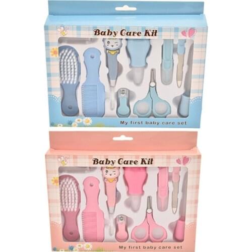 10 Pcs Baby Grooming kit Set Infant Tools Newborn Manicure Set Baby Healthcare Nail Clippers Hairbrush Tool Set