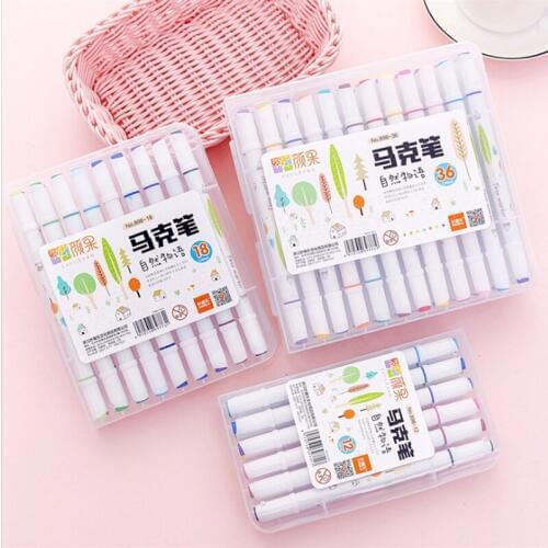 12/18/36Colors/Set Maker Pens Painting Soft Brush Pen Set Double Markers Pen Best for Coloring Books School Supplies Stationery