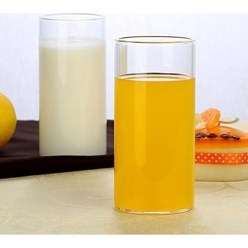 2PCS transparent glass cup set heat resistant straight mug simple drinkware