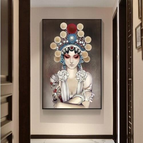 Canvas Painting Chinese Drama Style Art Wall Painting Peking Opera Home Decoration Wall Art Pictures Poster Living Room No Frame
