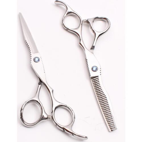 6'' 17.5cm Customized Logo 440C Silver Hairdressers Scissors Cutting Shears Thinning Scissors Professional Hair Scissors C1011