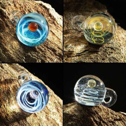 Handmade Clear Glass Galaxy-Ball Pendant Necklace Universe Nebula Space Cosmos Glass Ball Pendant Unique Special Jewelry