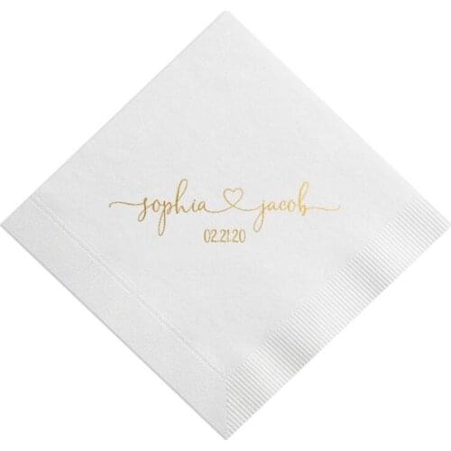 Personalized Wedding Napkins Heart Connected Monogram Wedding Napkins Custom Bar Napkins Reception LOTS of COLORS baby shower