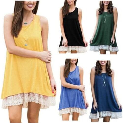 Hot style sleeveless sundress lace patchwork dress for ladies 1pcs/lot