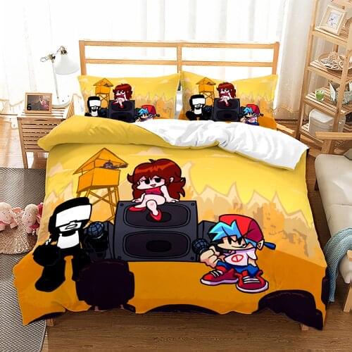 Friday Night Funkin Bedding Set Single Twin Full Queen King Size Friday Night Funkin Bed Set Children Kid Bedroom Duvetcover 001