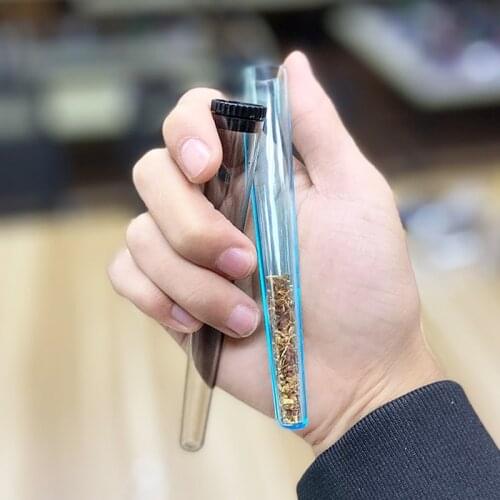 High Quality Doob Tube 115mm Transparent Cone Tobacco Filler Container Rolled Hemp Holder with Joint Portable Pill Weed Box