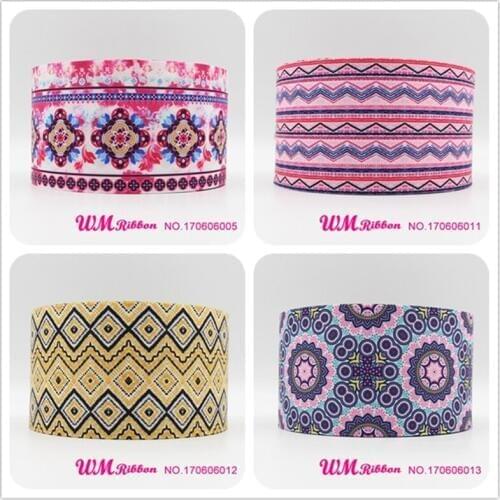 Q&N ribbon 3inch 75mm pattern printed grosgrain ribbon webbing 50yards/roll for headband free shipping