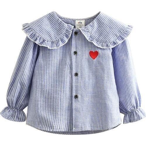 2 3 4 5 6 7 8 Y Toddler Girls Shirts Fashion Korean Casual Striped Long Sleeve Tops for Girl Kids Clothes 2020 Spring Baby Shirt