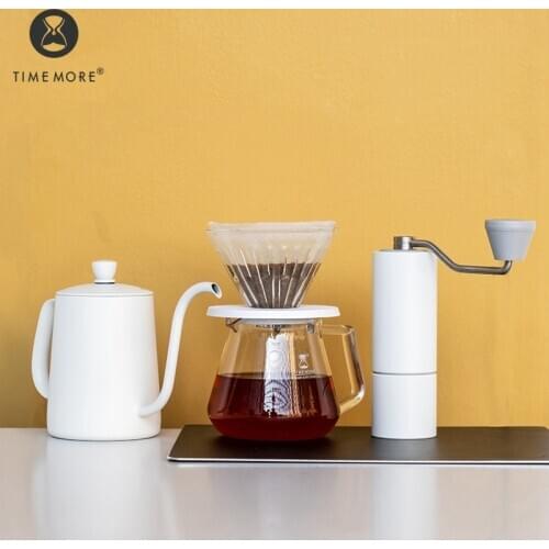 TIMEMORE Storet Coffee Grinder Gift Box ChestnutC Coffee Utensils 4Piece Kit 600mlDripPoFilterPaperCupJars CleaningBrush