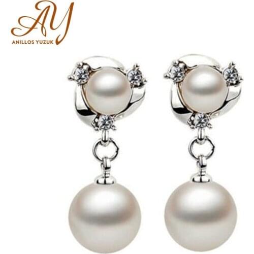 Anillos Yuzuk Silver 925 Jewelry Prevent Allergy Freshwater Pearl Drop Earrings Eardrop For Women Engagement Party Jewelry Gift