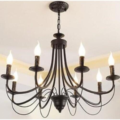 European American modern iron LED chandelier light blue white black 5 6 8 lights decorative foyer living dinning chandelier lamp