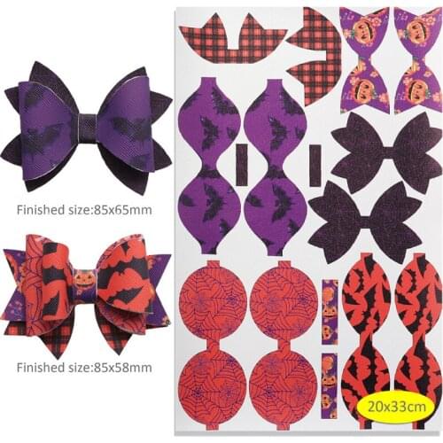 Halloween Theme Faux Leather Fabric Sheets For DIY Handmade Making Bow-knot Hairpin Positioning Material Accessories