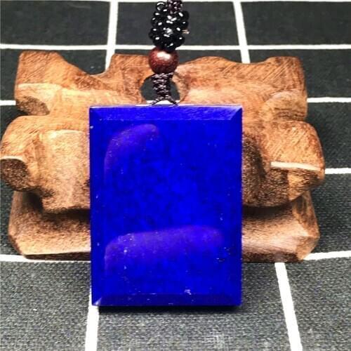 Top Natural Royal Blue Lapis Lazuli Necklace Pendant Jewelry For Woman Men Rectangle Stone 42x31x9mm Beads Adjustable Rope AAAAA