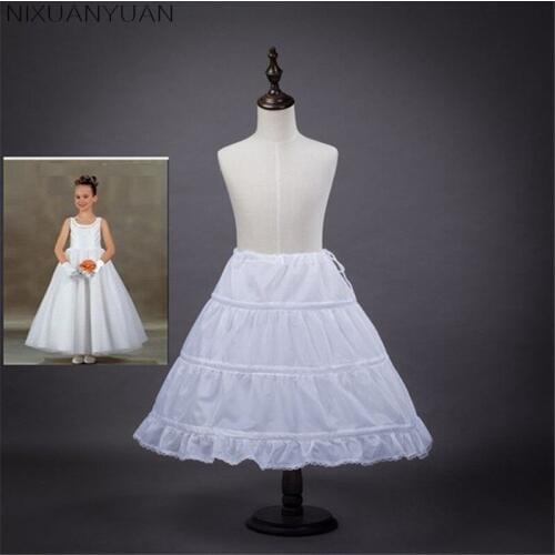 In Stock Three Hoops One Layer Children Petticoat Kid Crinoline For Flower Girl Dresses White Black Red Little Girl Petticoat