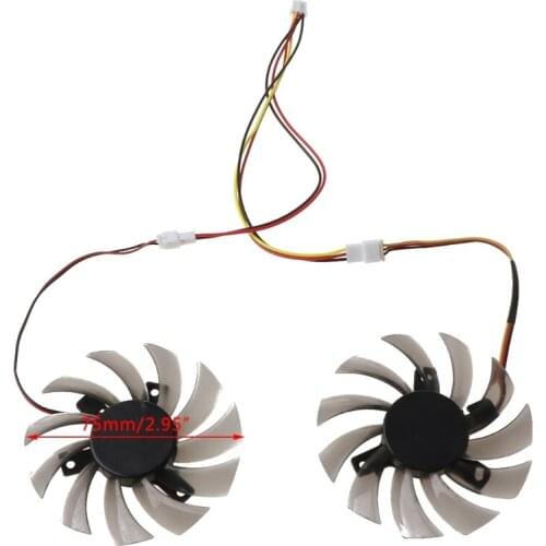 2Pcs T128010SM 75mm 3Pin Cooling Fan for GTX 460 465 560 Ti 580 650 750Ti GT440 GT610 GT730 Graphics Card Cooler Fan