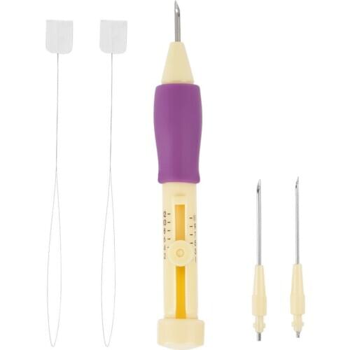 Embroidery Pen Embroidery Needle Punch With 3 Sizes Needle Pen Kit Tool For DIY Craft With Adjusting Switch To Adjust