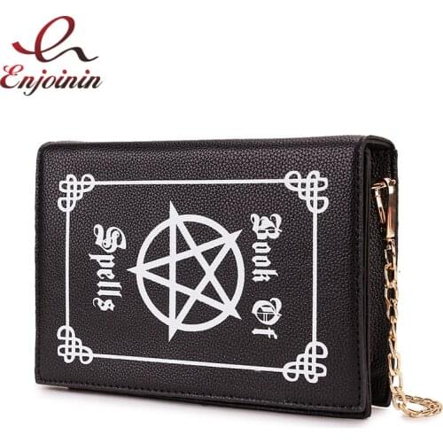 Magic Book Shape Clutch Bag for Women Black Book of Spells Shoulder Chain Bag Small Purses and Handbags Girls Crossbody Bag 2021