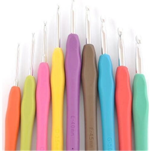 10*9pcs/set Mixed Metal Hook Crochet Template Kit TPR Aluminum Knitting Needles For Loom Tool Band DIY Crafts jk17