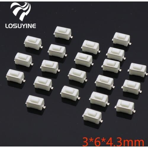 100PCS 2Pin SMD 3X6X4.3MM Tactile Tact Push Button Micro Switch Momentary