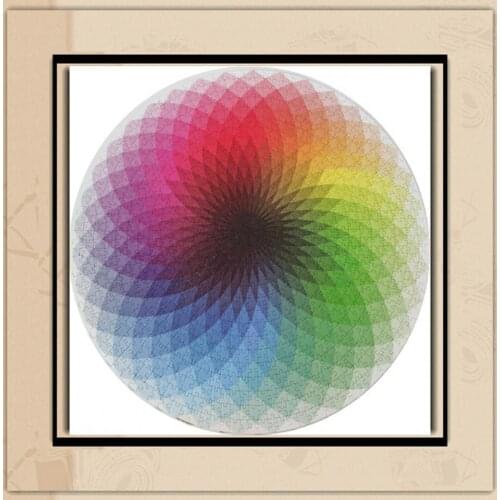 1000Pcs Puzzle Gradient Color Self Assembly Round Jigsaw DIY Rainbow Kids Educational Toy for Parent-child Activities Self Asse
