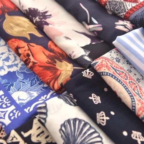 140x50cm Viscose Fabric Floral Bow Cats Purplish Blue Bottom Cotton Cloth, Diy Summer Clothes Clothing Pajamas Lining