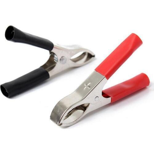 2pcs Hot! 30A Insulated Crocodile Clips 75mm Low Voltage Wire Lead Test Alligator Clamps