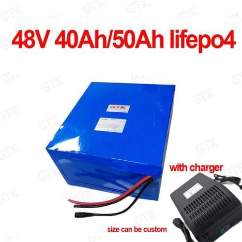 48V 50Ah Lifepo4 48v 40AH lithium battery BMS 16S for 2000w 3000W Scooter bike tricycle boat backup power go cart +5A charger