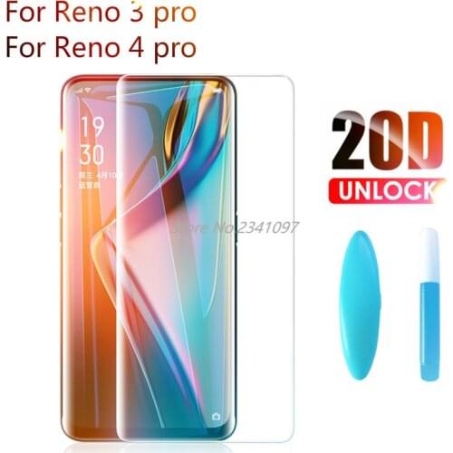 9H 20D UV Full Glue Tempered Glass For OPPO Reno 3 4 Pro Screen Protector For OPPO Reno 4 Pro Reno 3 Pro Protective Film Glass